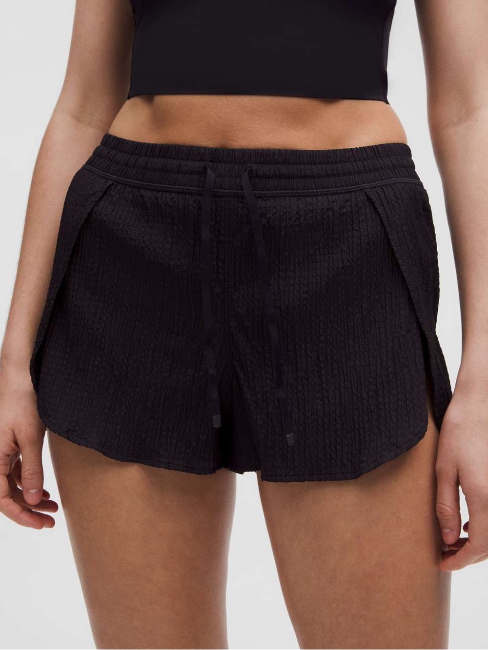 Lululemon negative split textured run short women’s XXS shorts navy black 2.5”